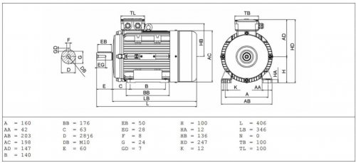 výkres elektromotor MS100