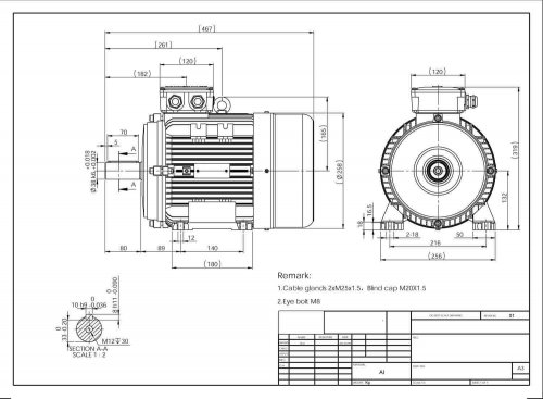 výkres elektromotor MS132S prevedenie B3