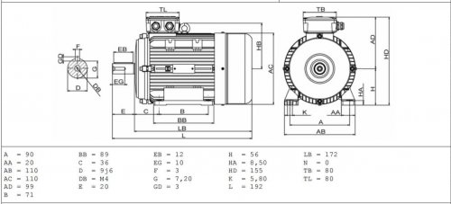 výkres elektromotor MS56