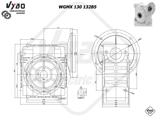 rozmerový výkres prevodovka WGMX130 132B5