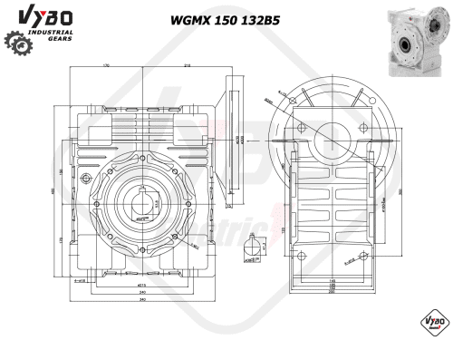 rozmerový výkres prevodovka WGMX150 132B5