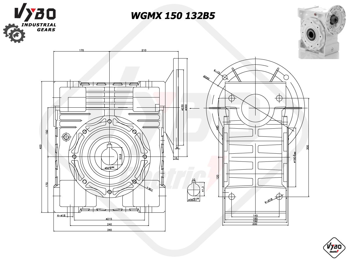 rozmerový výkres prevodovka WGMX150 132B5