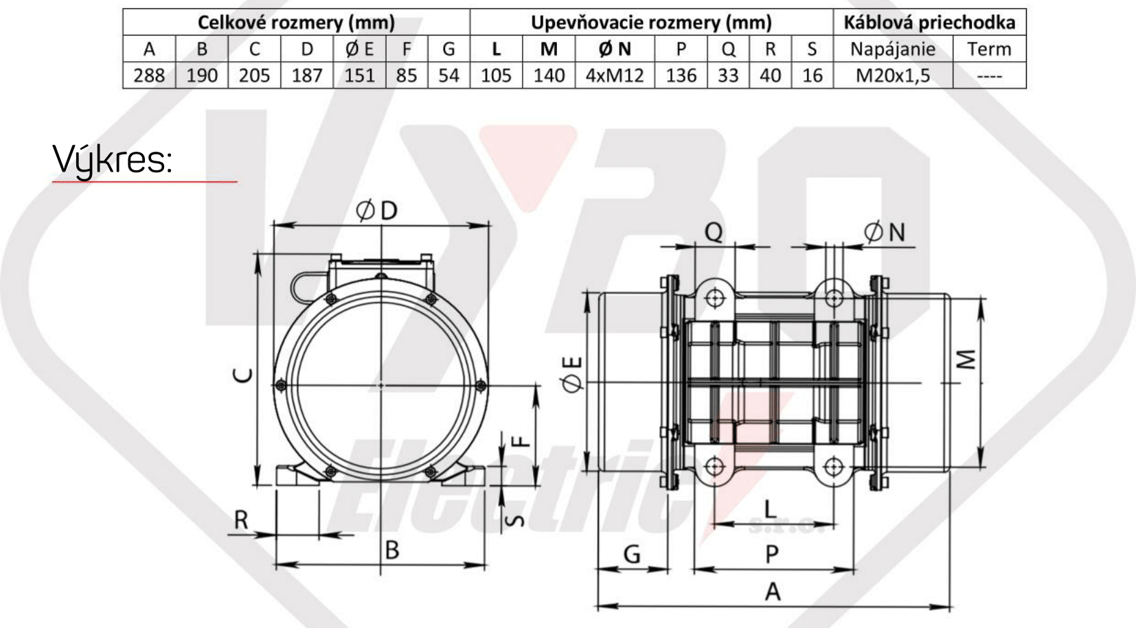 vibračný elektromotor BM650-3-V