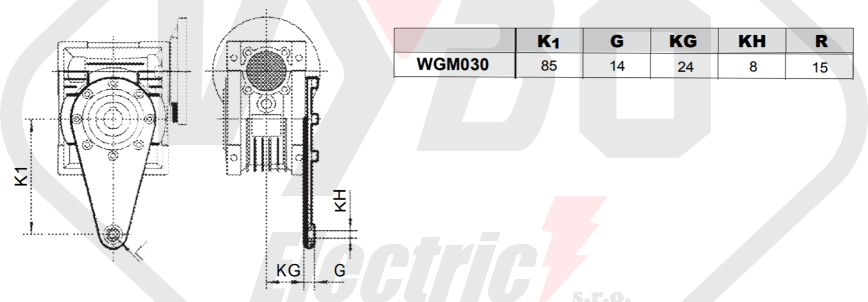 torzné rameno šnekovej prevodovky wgm030