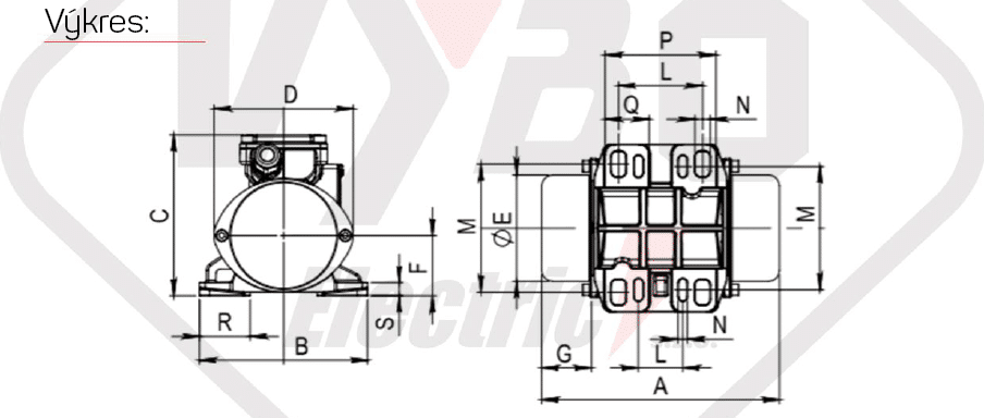 výkres vibračný motor bm 60-3