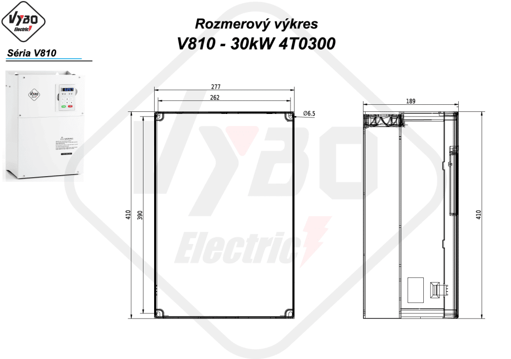 rozmerový výkres frekvenčný menič V810-4T0300