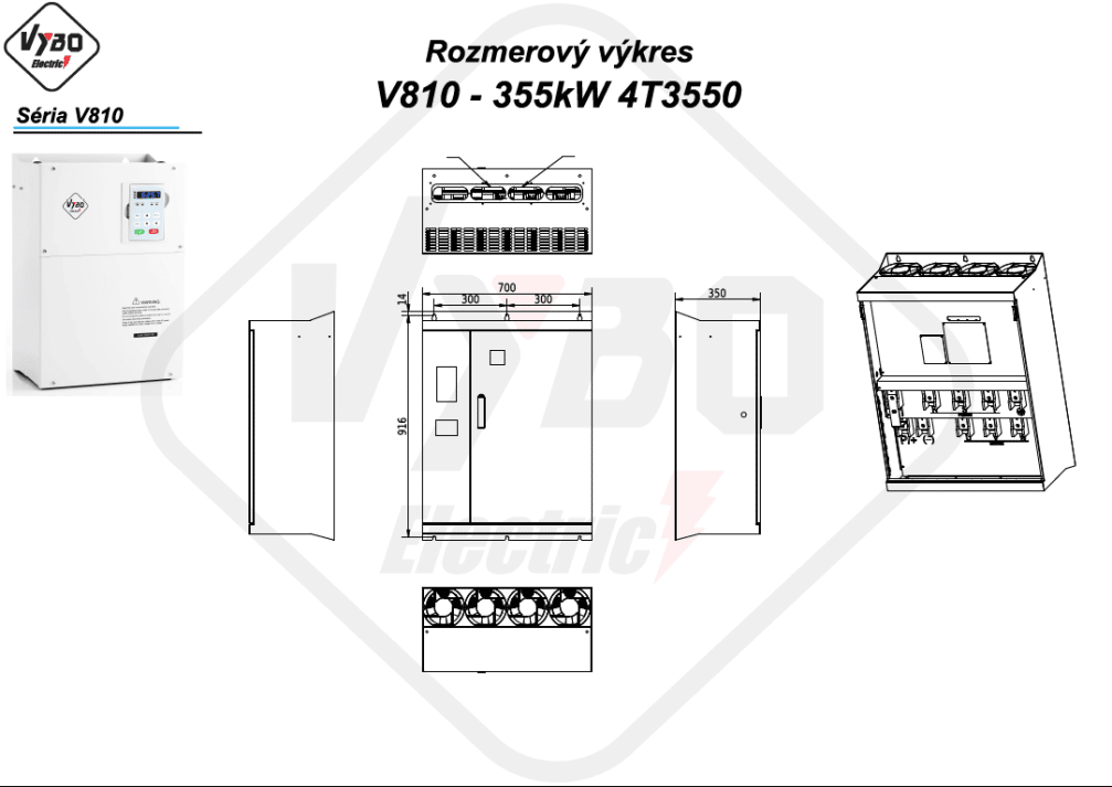 rozměrový výkres frekvenčný menič V810 4T3550