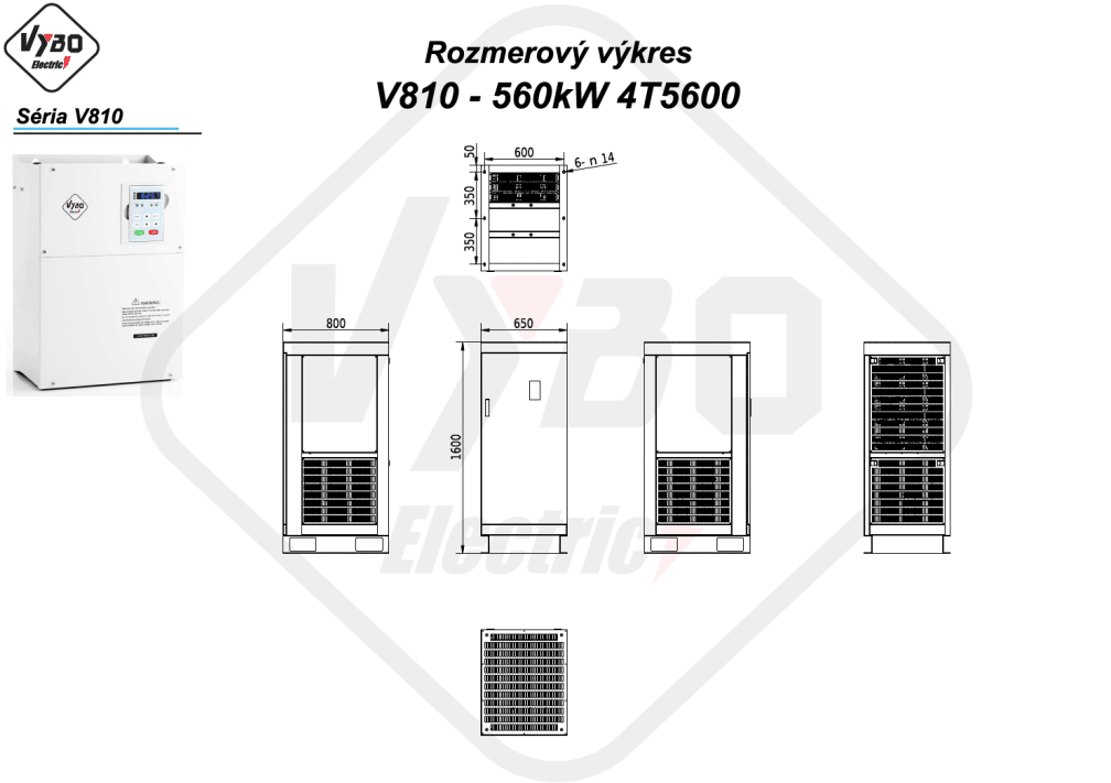 rozmerový výkres frekvenčný menič V810-4T5600