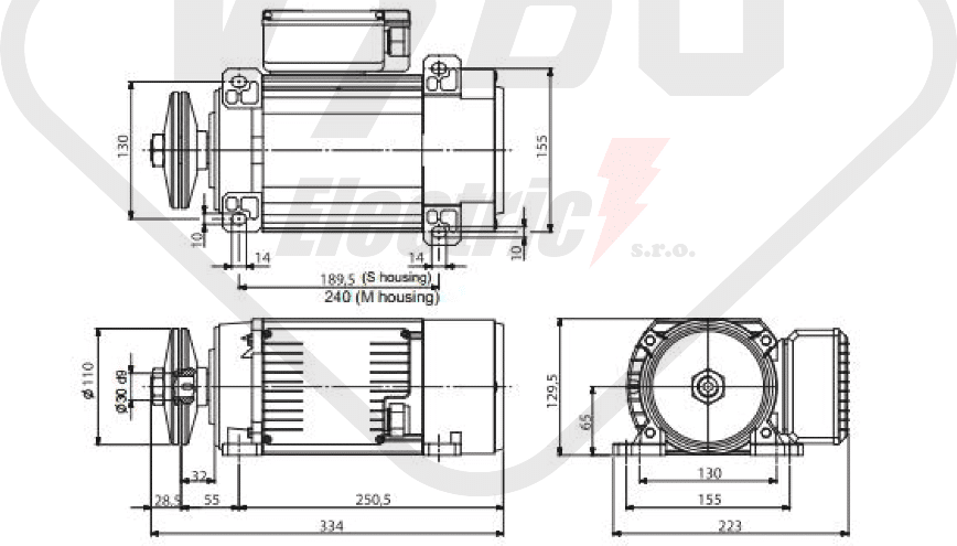 rozměrový výkres pilový elektromotor MR65-M1SA-2