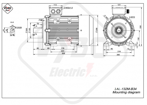 trojfázový elektromotor 7,5kw 1AL132M-4